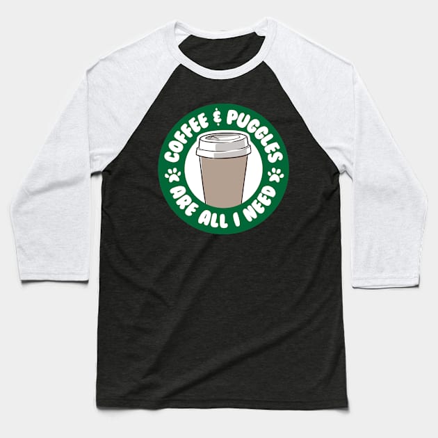 coffee puggle Baseball T-Shirt by CurlyDesigns